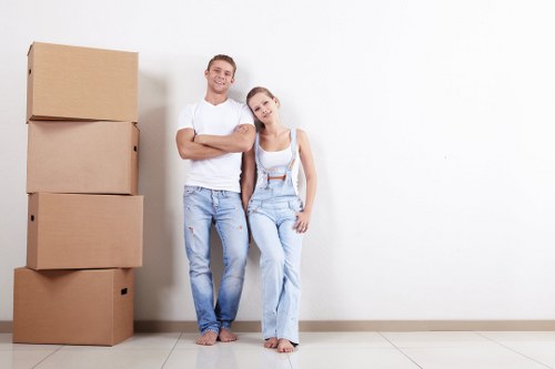 Removal team preparing boxes and furniture for a Finsbury Park move