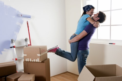 Furniture being loaded into a removal van in North London
