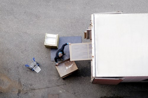 Packed boxes and furniture ready for local removals service