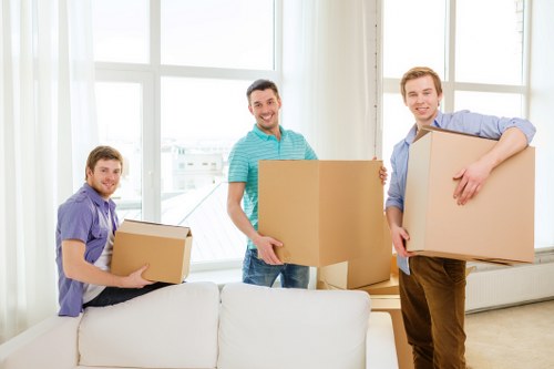 Removal van loading outside a North London property